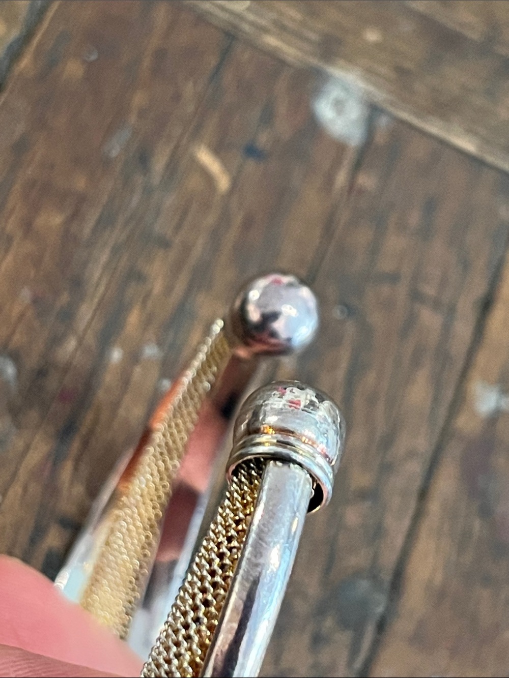 TIFFANY AND CO. 925 signed Goldmesh / Silver Mesh Cuff Bracelet - Women Jewelry - Picture 5 of 9